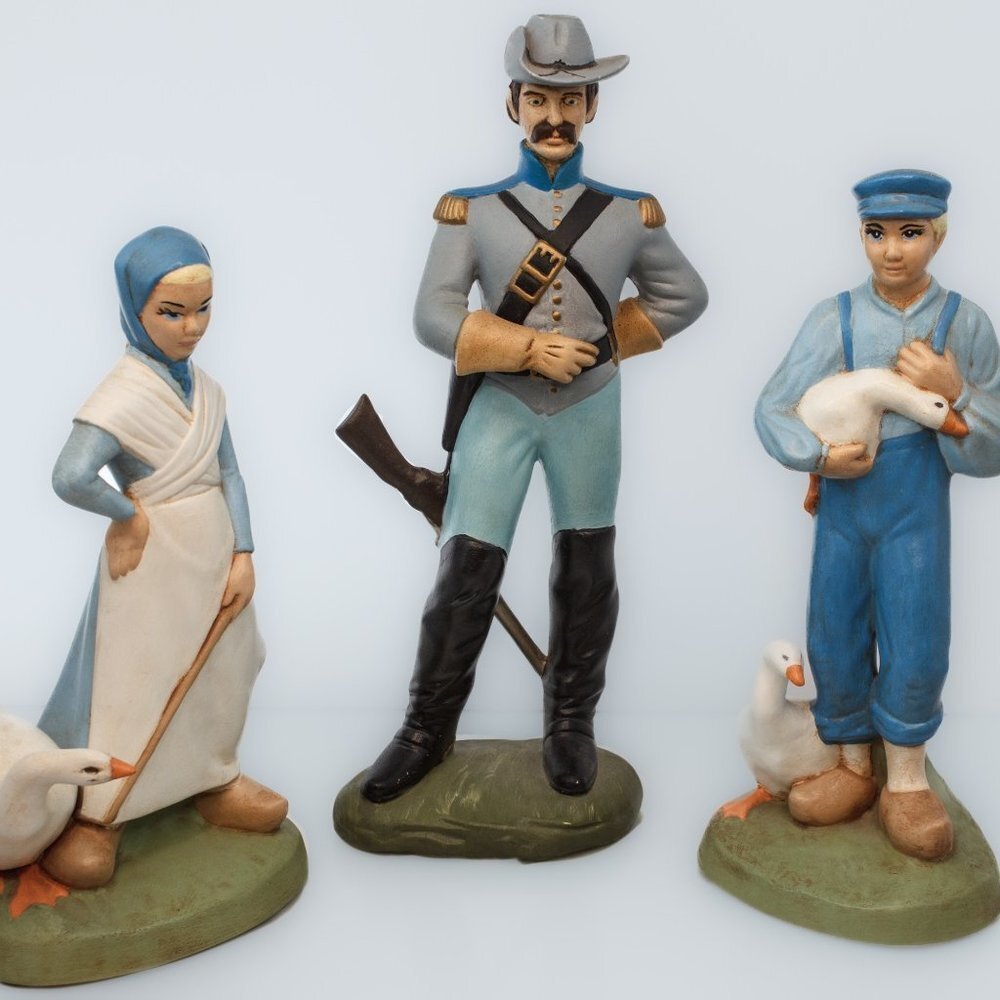 SET of 3 Vintage Ceramic Dutch Colonial 7” Figurines - Hand Painted